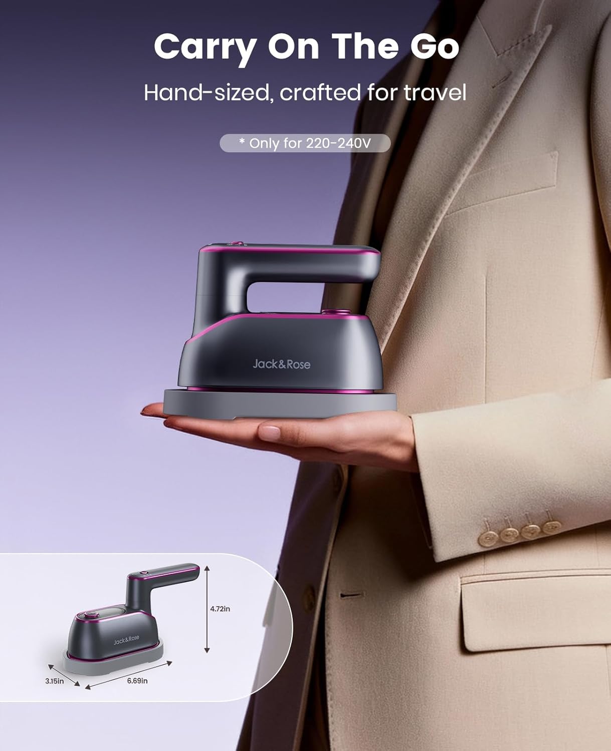 Portable Clothes Steamer Iron Travel Garment Steamer Fast Heat Rotating Handle