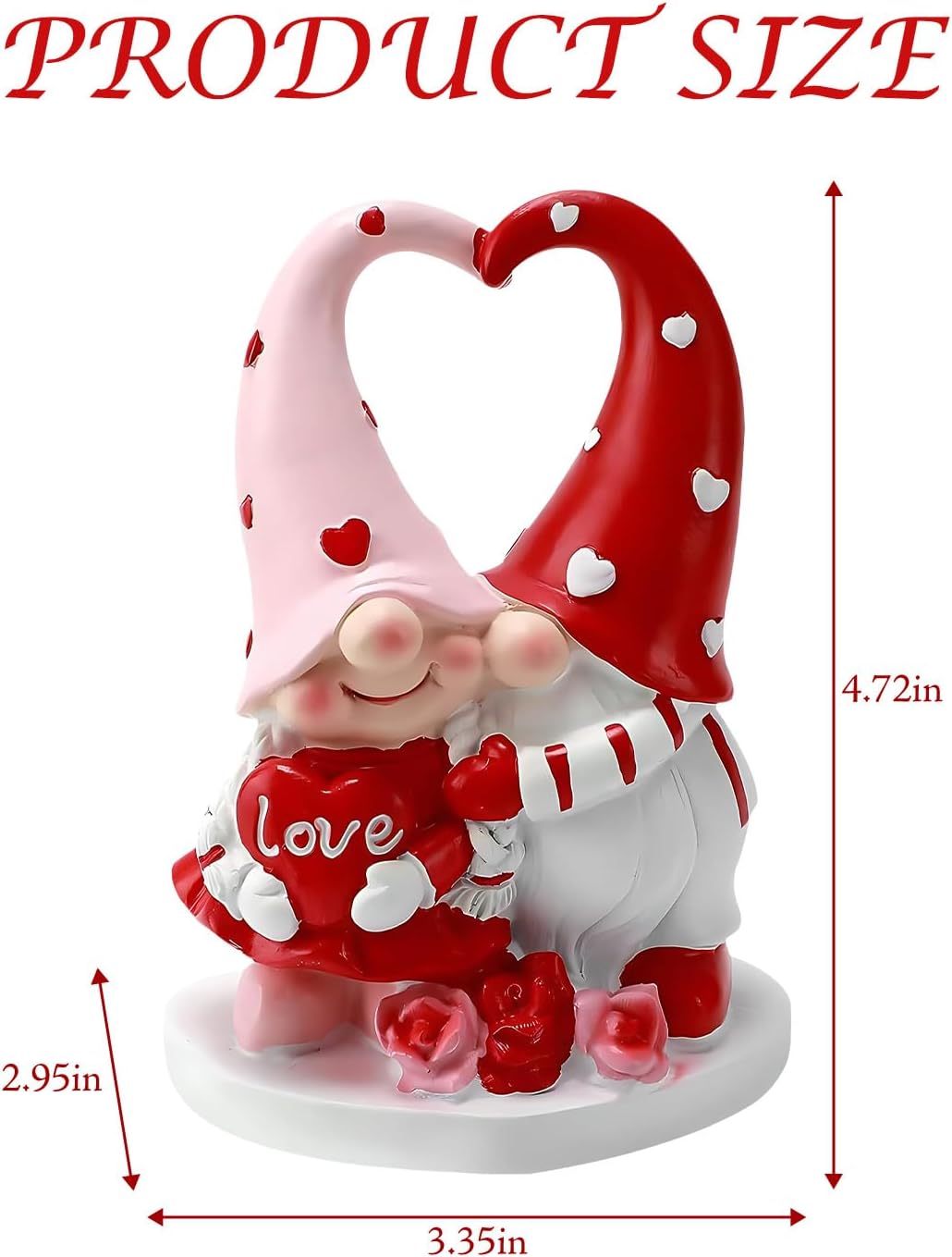 Valentines Couple Gnome Figurine Heart Resin Love Decor