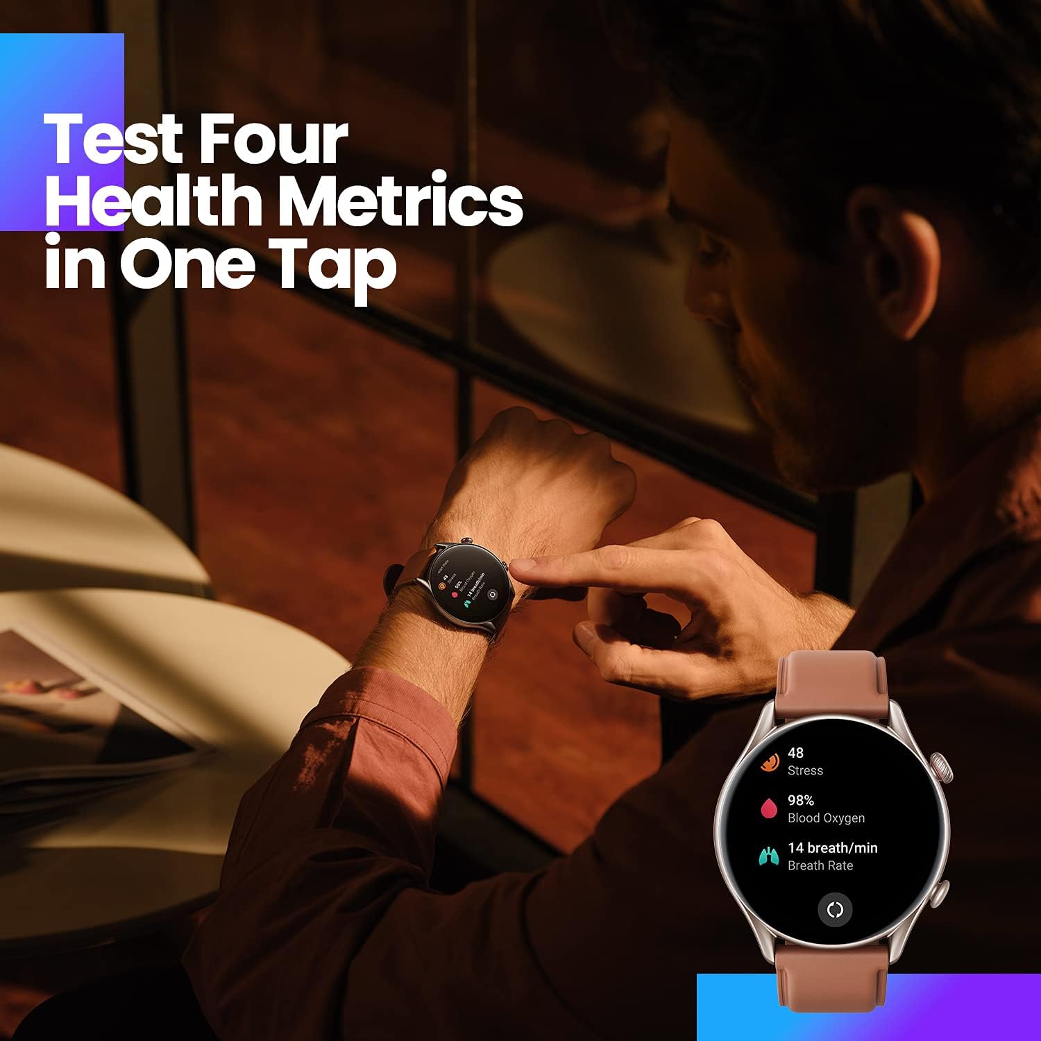 AMOLED Smart Watch GPS Bluetooth Calls 150 Sport Modes Brown