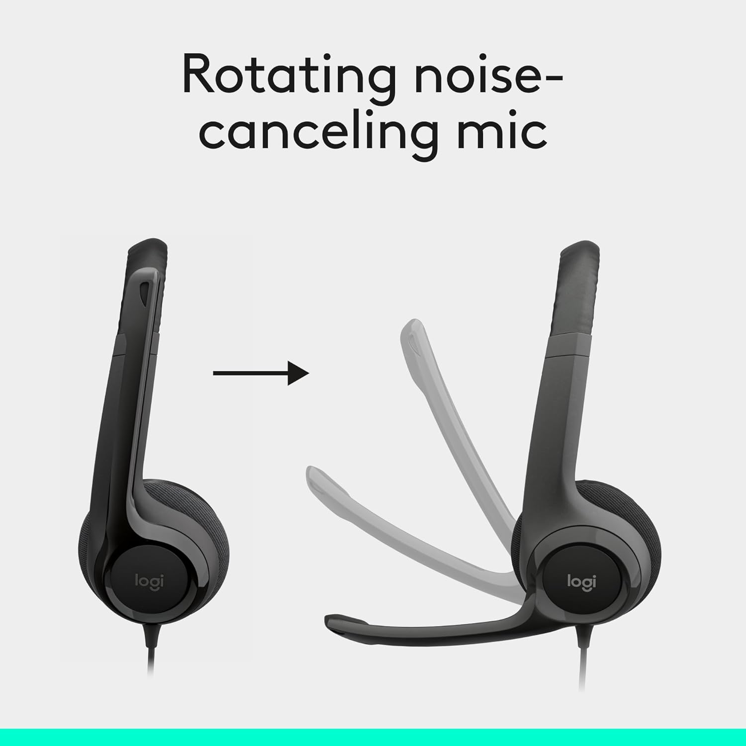 USB Wired Stereo Headset Noise Cancelling Mic In Line Control Black