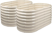 Tall Raised Garden Bed Set 2 Steel Planter 120x60x60cm Ivory