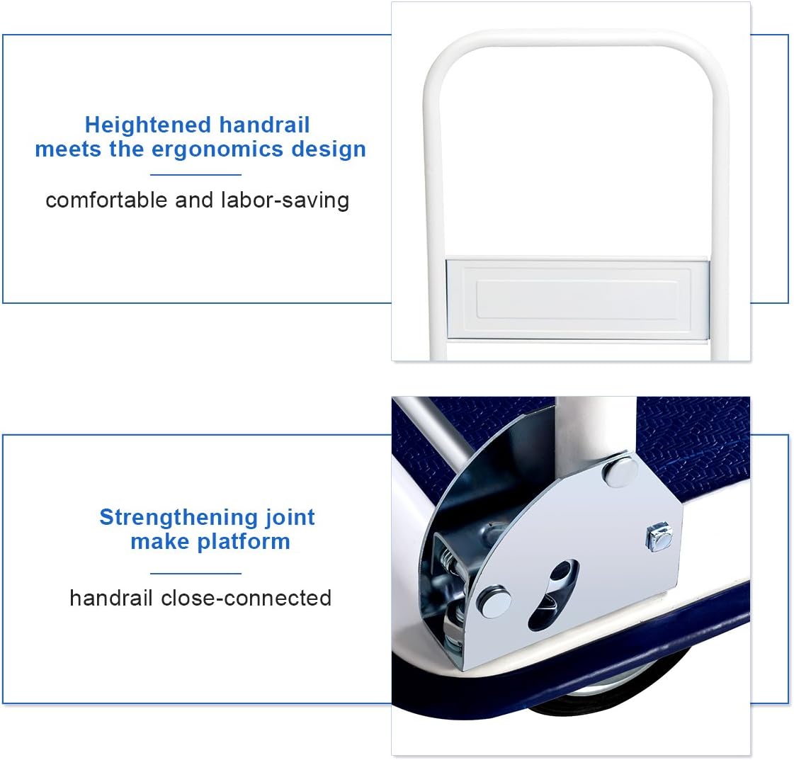 Blue White Folding Platform Trolley 150KG Push Cart