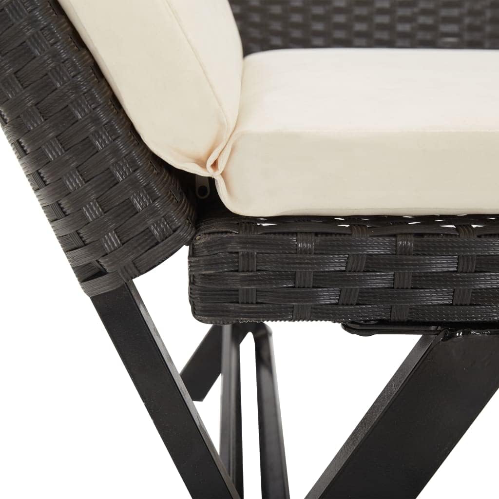 Rattan Garden Bench Day Bed Convertible Patio Lounge w/Cushions