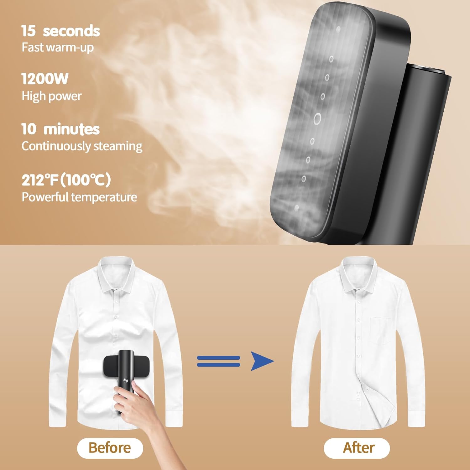 Handheld Garment Steamer 15s Fast Heat Portable Travel Iron