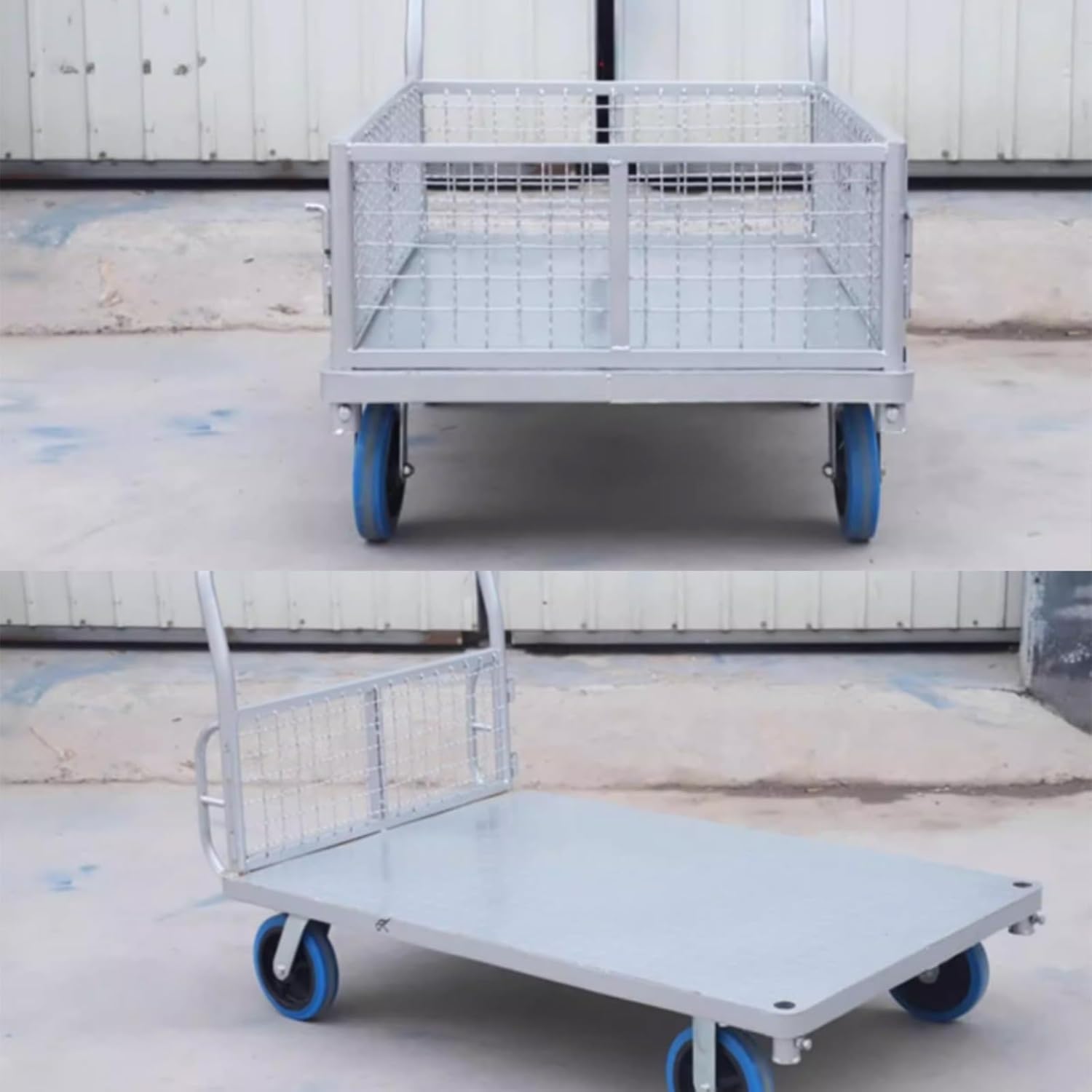 2200LB Platform Truck with Cage 8 Inch Wheel Cart