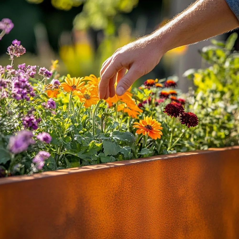 Corten Steel Trough Planter Rust Finish Large Garden Box 100cm