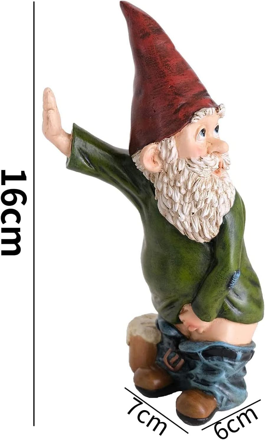 Funny Garden Gnome Statue Resin Waterproof Outdoor Decor 15cm
