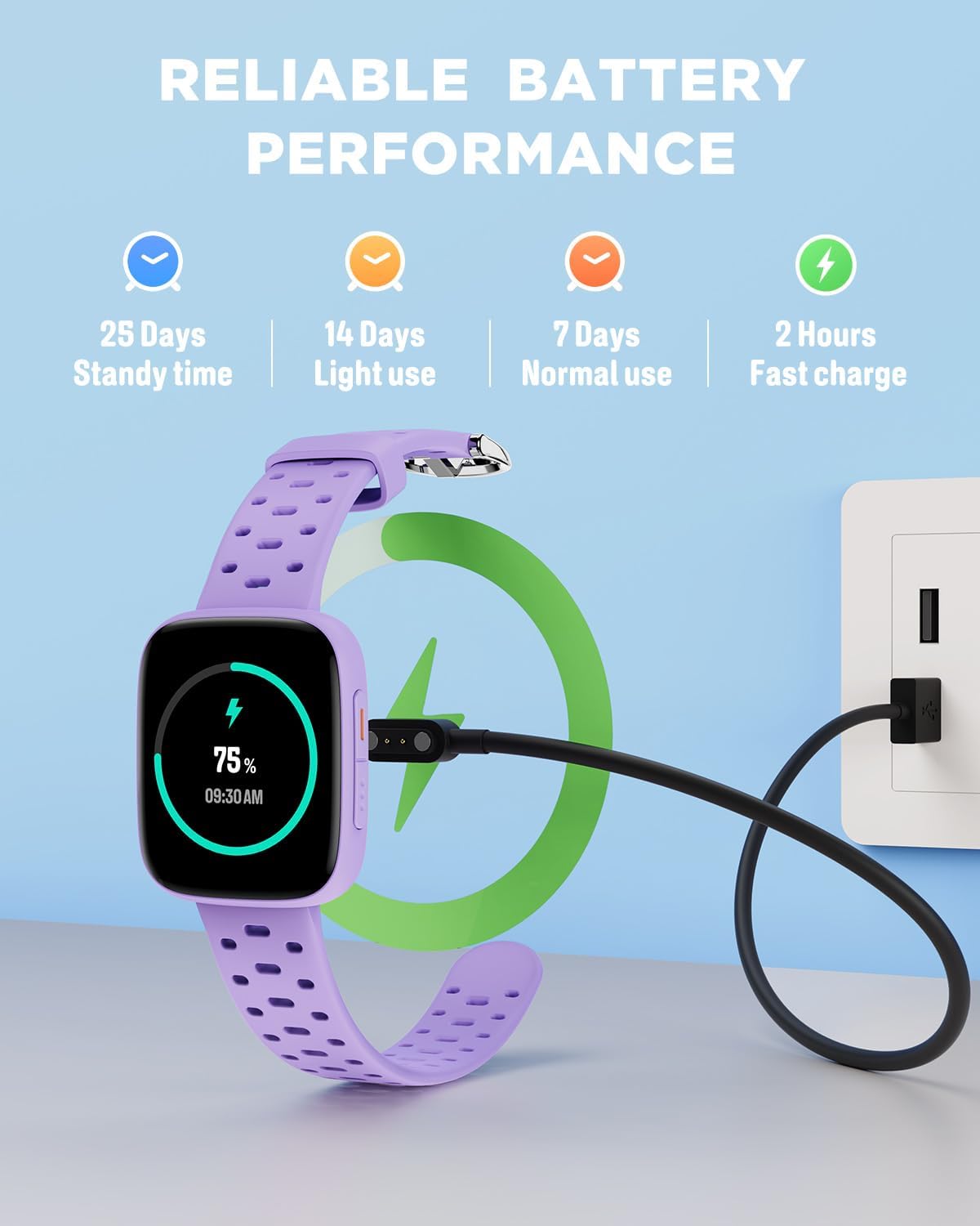 Kids AMOLED Smart Watch Lilac No Phone Needed