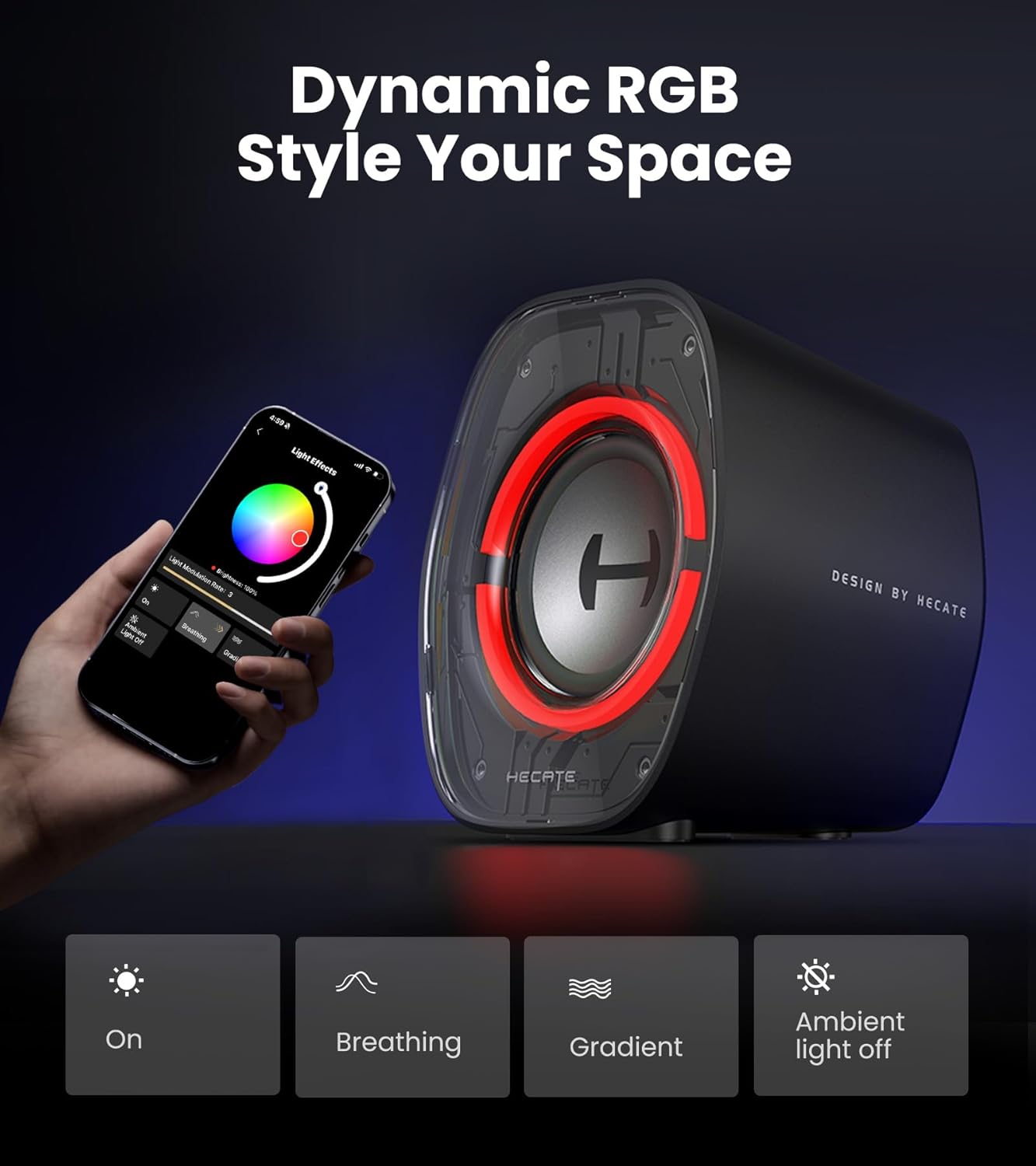 Gaming PC Speakers RGB Bluetooth USB AUX Compact Desktop