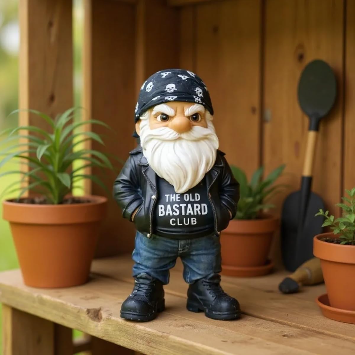 Funny Grumpy Old Man Gnome Middle Finger Statue Man Cave Decor