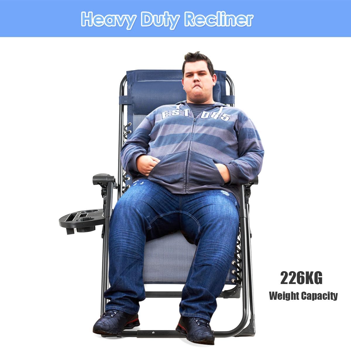 Oversized Zero Gravity Recliner Chair 226kg Navy Blue