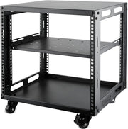 9U Open Frame Server Rack with Wheels 4 Post Mobile Stand