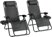 Set of 2 Zero Gravity Garden Chairs Black Folding