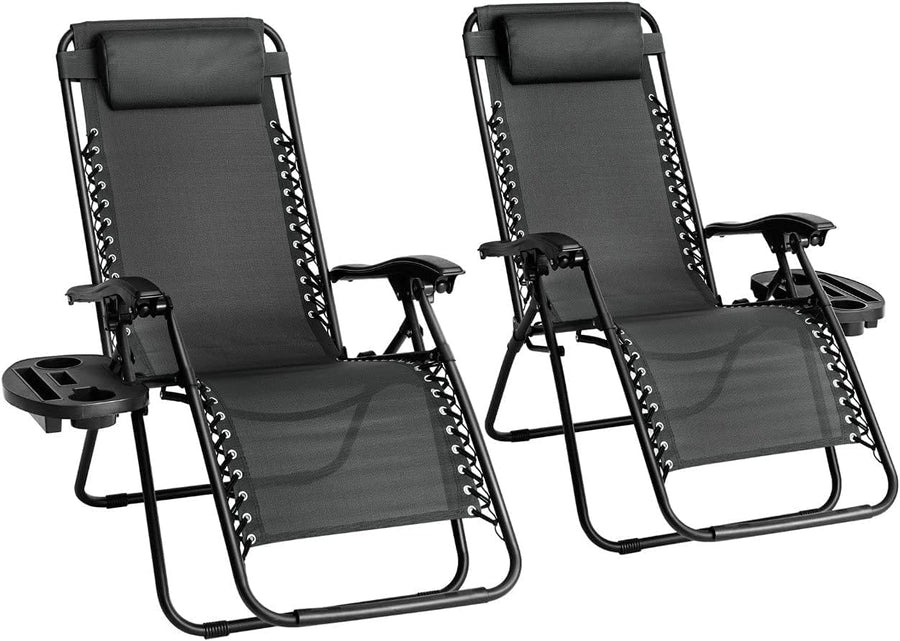 Set of 2 Zero Gravity Garden Chairs Black Folding