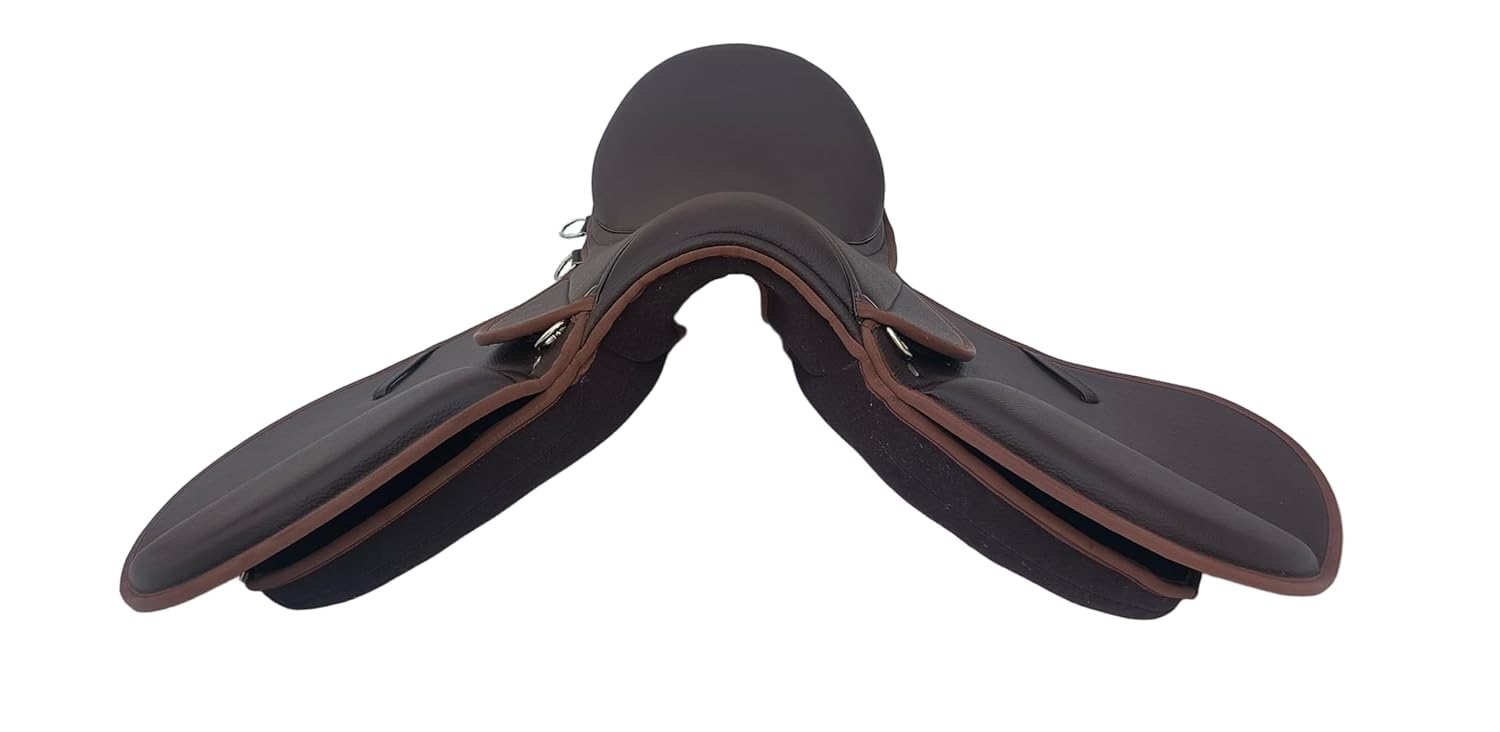 Brown Synthetic Leather Horse Saddle 16 Seat Lightweight