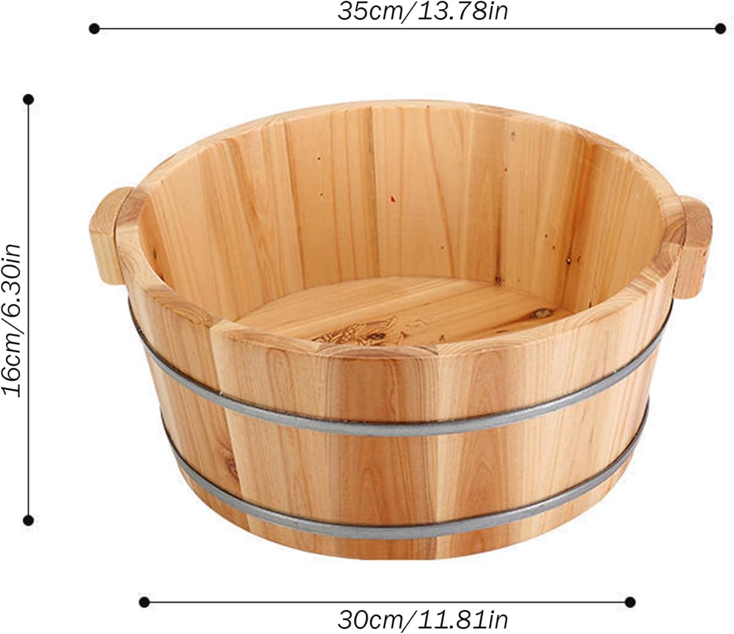Wooden Foot Bath Bowl Pedicure Spa Soak Tub Massage Basin