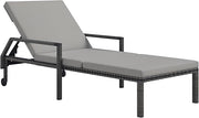 PE Rattan Sun Lounger Recliner 5 Position with Wheels Grey
