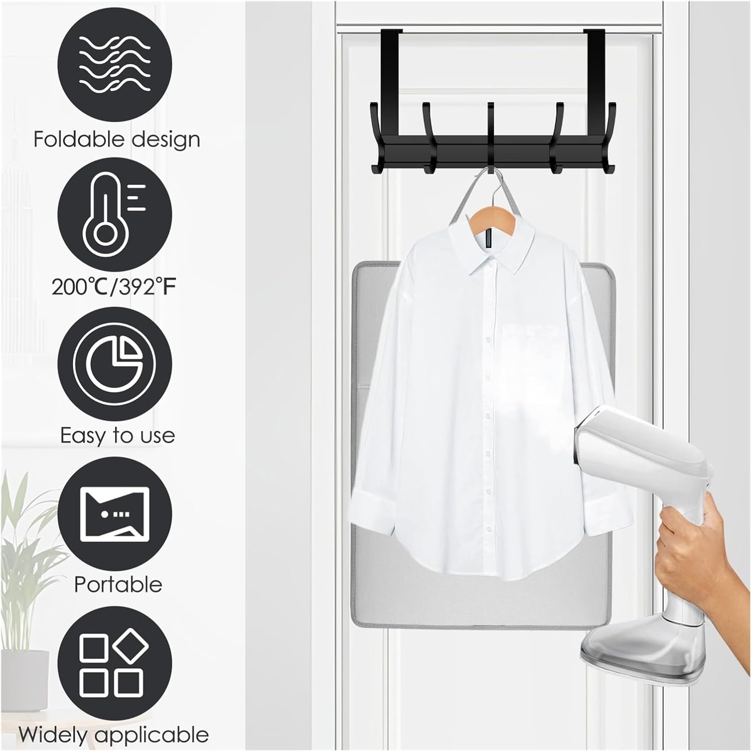 Clothes Steamer Stand Adjustable Foldable Rack with Ironing Board