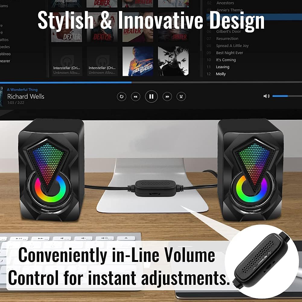 Mini Computer Speakers USB Powered Stereo RGB Desktop Speaker
