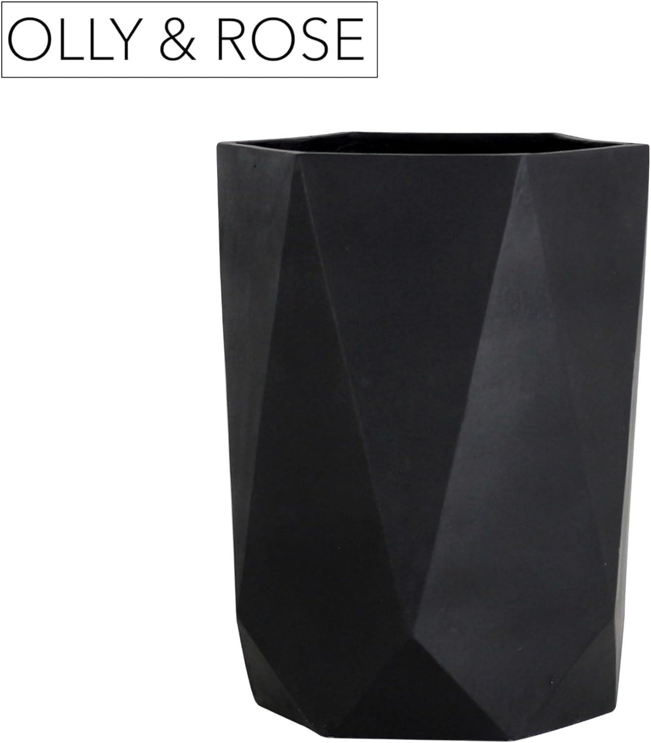 Large Black Geometric Planter 45cm Fibrestone Indoor Outdoor