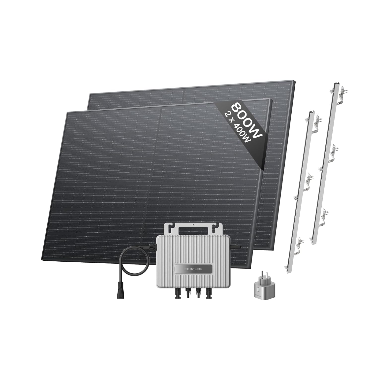 800W Balcony Solar System 2x400W Panels Smart WiFi Inverter Roof