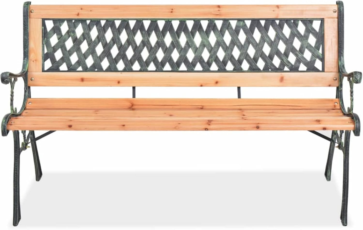 Wooden Garden Bench 122cm Outdoor Patio Seat Wrought Iron Frame