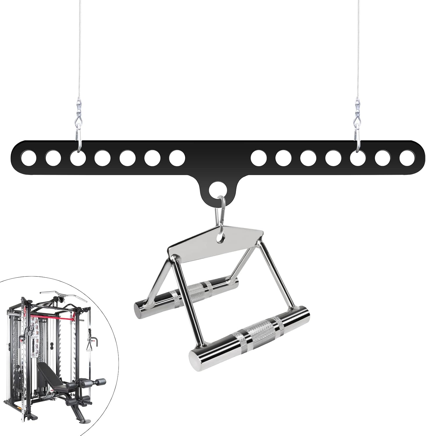 Multi Grip Lat Pulldown Bar Cable Machine Attachment Spreader Bar