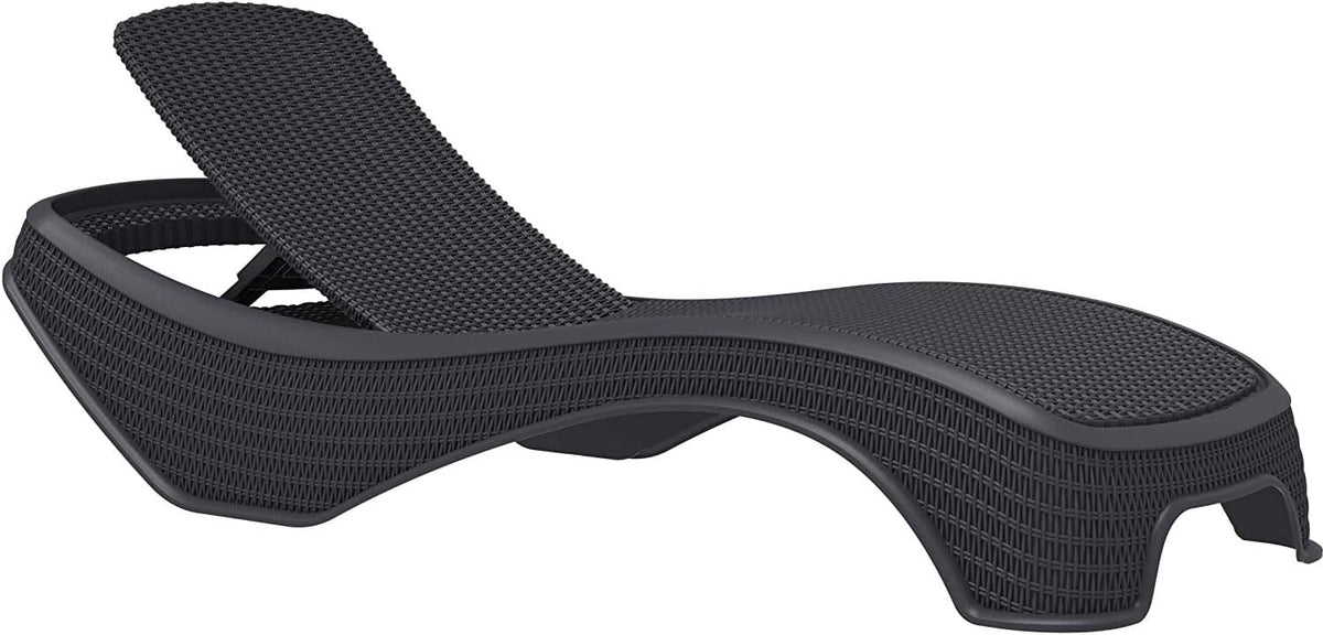 Luxury Rattan Style Sun Lounger 5 Position Black