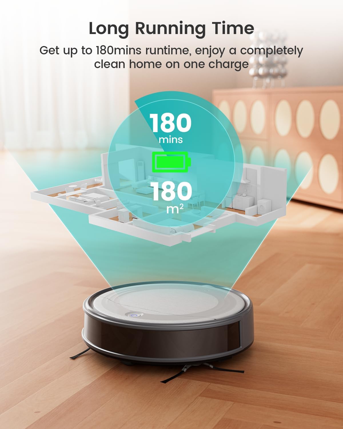 Robot Vacuum 4500Pa Slim 180Min App Alexa Pet Hair Cleaner