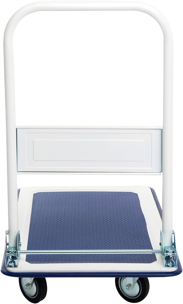 Folding Push Cart Dolly 150KG Flatbed Trolley Blue
