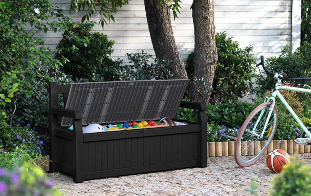 Outdoor Garden Storage Bench 265L Lockable Deck Box Seat Weatherproof