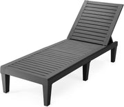 Sun Lounger 5 Position Recliner Chair Black Wood Effect