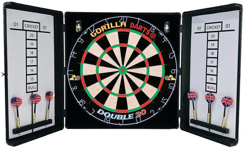 18in Dartboard Cabinet Set Aluminium Case Sisal Board 6 Darts