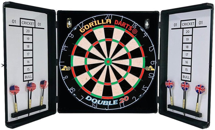 18in Dartboard Cabinet Set Aluminium Case Sisal Board 6 Darts