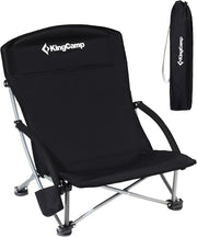 Black Low Folding Beach Chair Heavy Duty Portable Seat