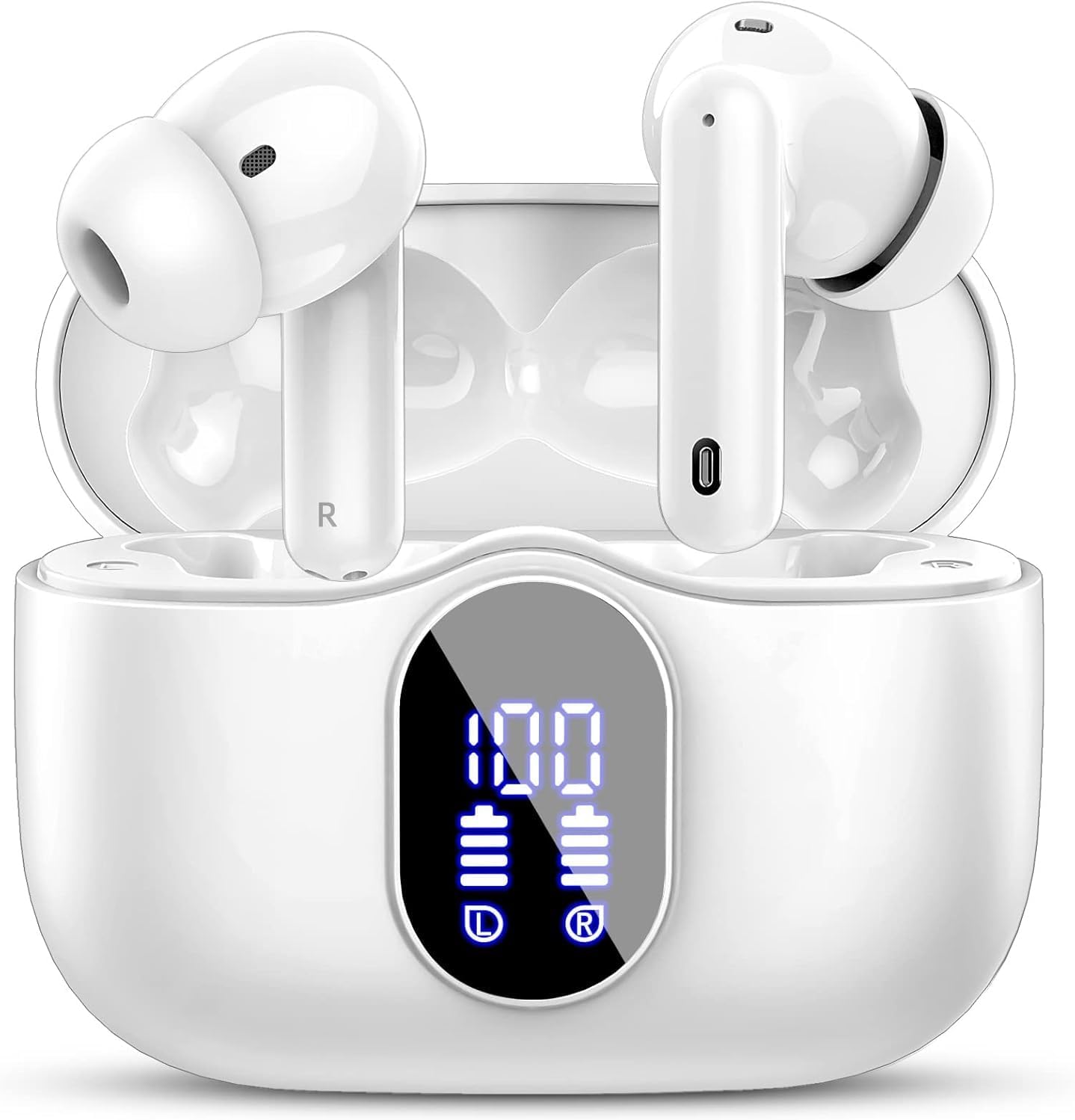 True Wireless Bluetooth 5.3 Earbuds ENC Mic 36H LED Case