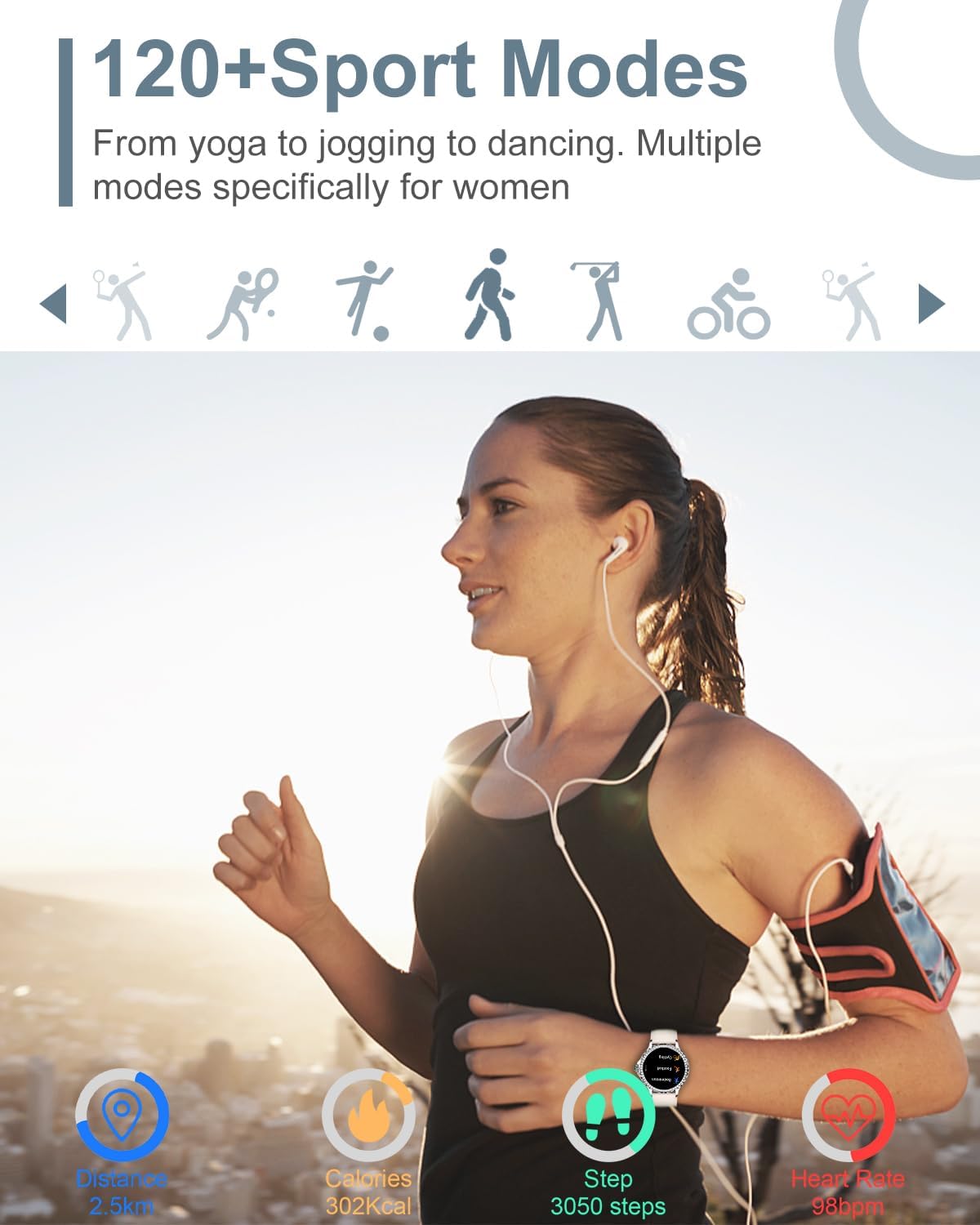 Diamond Ladies Smart Watch Bluetooth Call Heart Rate Tracker