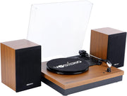 Bluetooth Record Player 3 Speed Turntable 30W Speakers Walnut