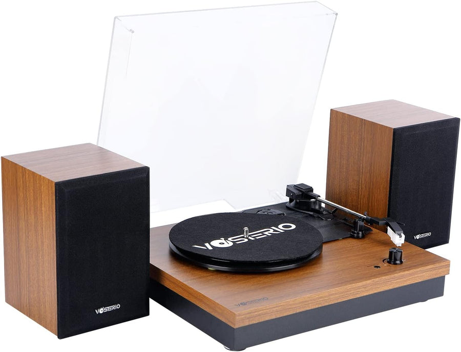 Bluetooth Record Player 3 Speed Turntable 30W Speakers Walnut