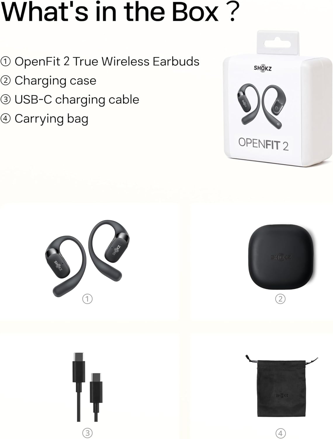 Open Ear Wireless Earbuds Earhook Bluetooth 48H Playtime IP55