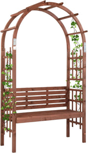 Wooden Garden Arch with Bench 2 Seater Arbour Trellis Pergola Seat