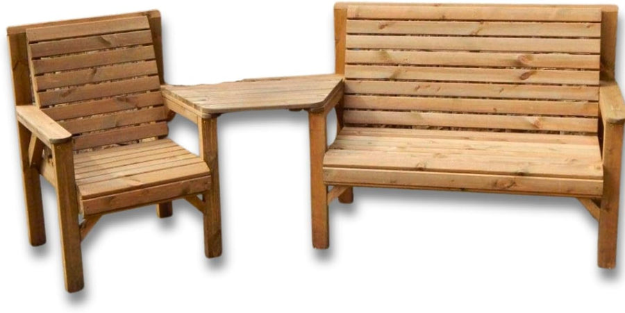 Wooden Garden Furniture Set Bench Chair with Tray Patio Seat