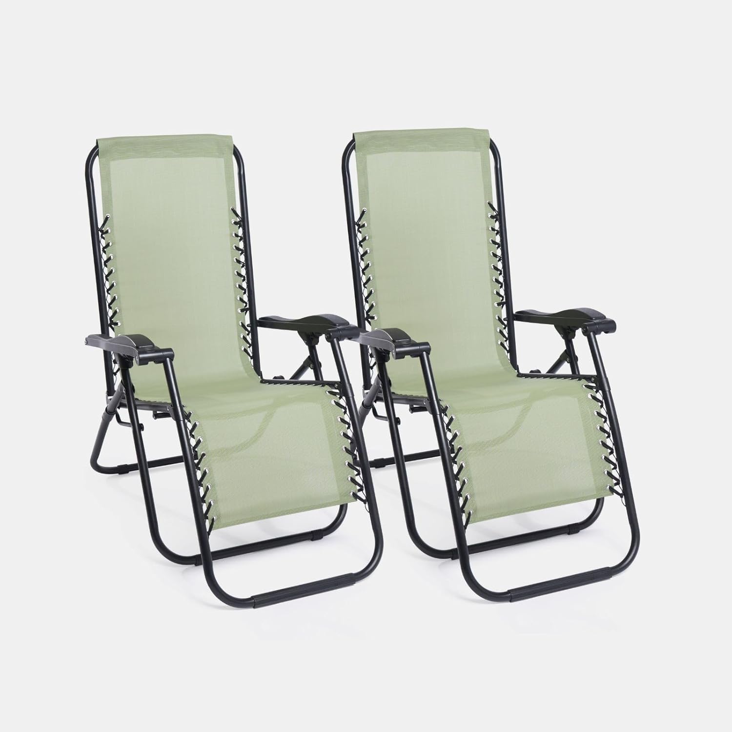 2 Zero Gravity Garden Recliner Chairs Sage Green Folding