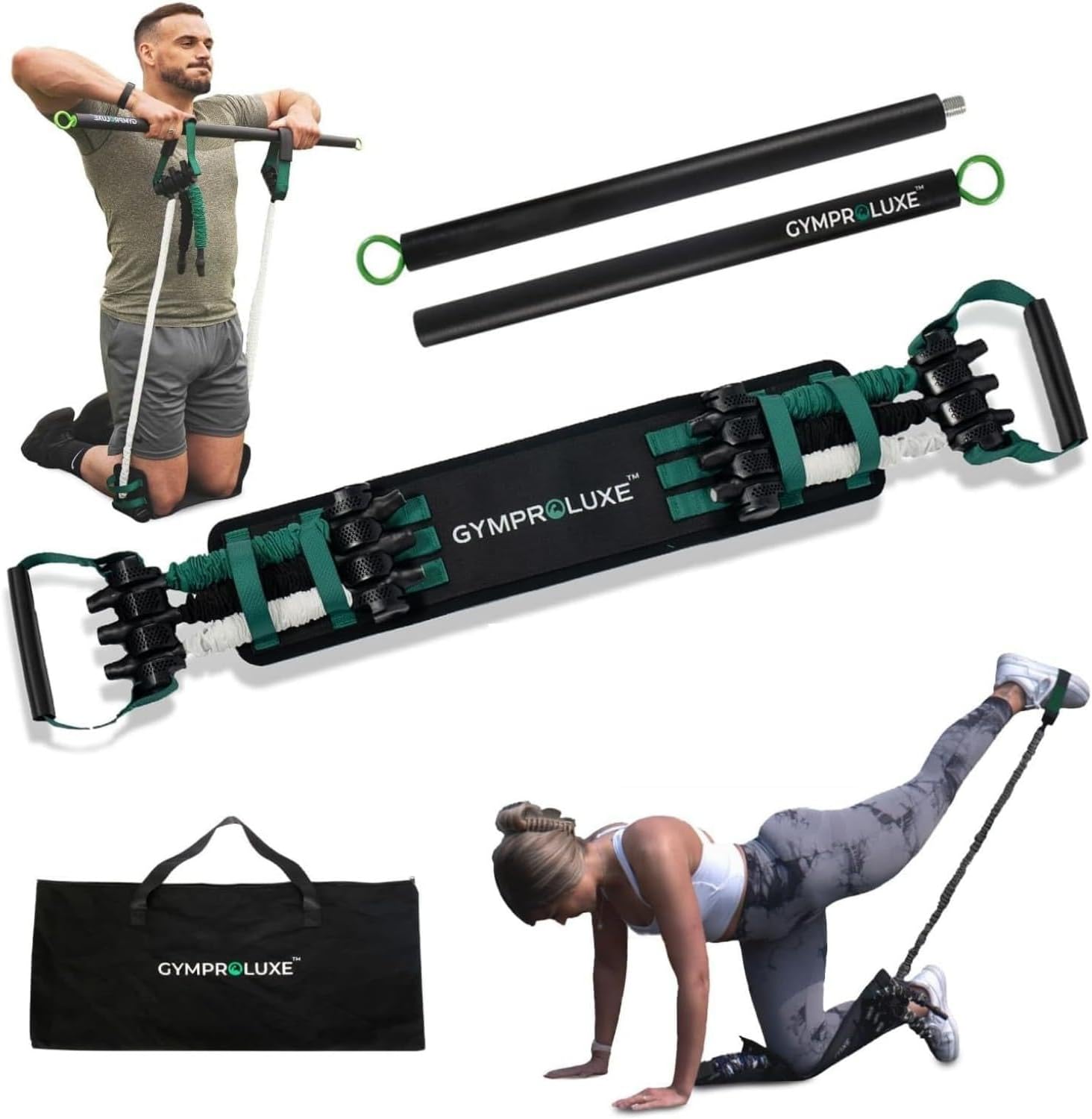 Portable Resistance Band Bar Set 90kg Home Gym Workout Kit