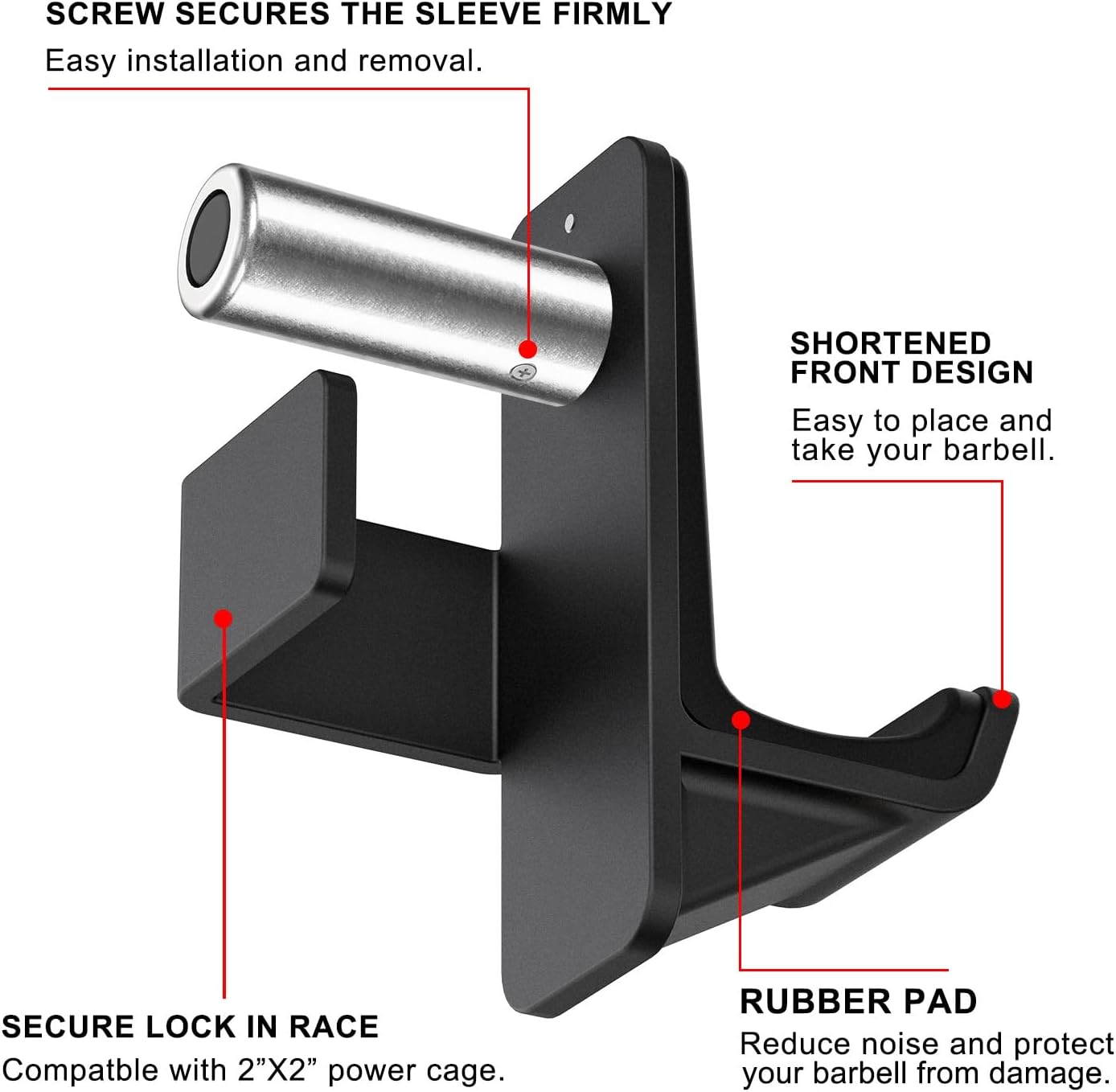 Power Rack J Hooks and Safety Spotter Arms Heavy Duty Barbell Holders