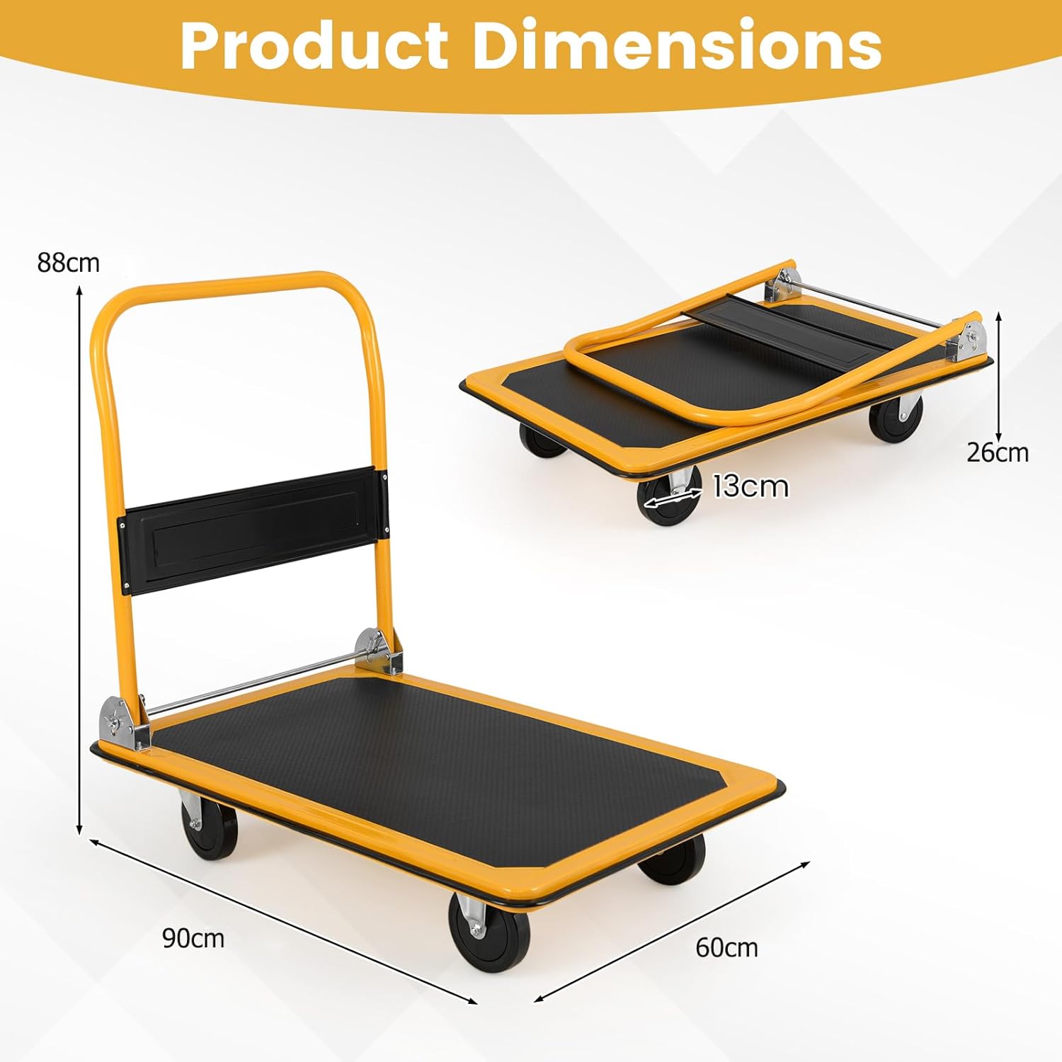 Portable 300KG Flatbed Push Cart Folding Platform Truck