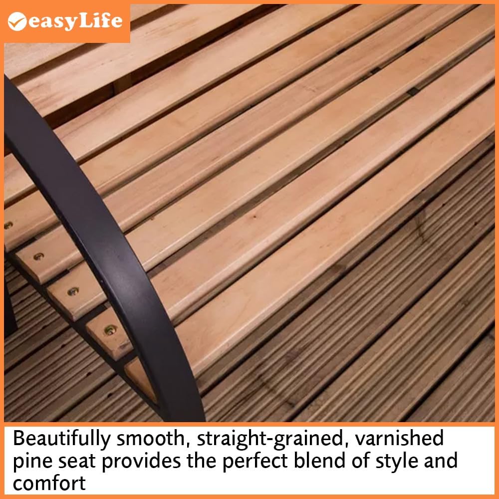 3 Seater Wooden Garden Bench Pine Outdoor Patio Seat w/Cover