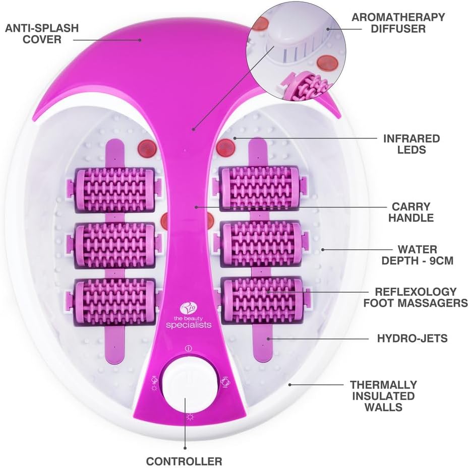 Foot Spa Massager Hydro Jets Heat Bubble Rollers Aromatherapy