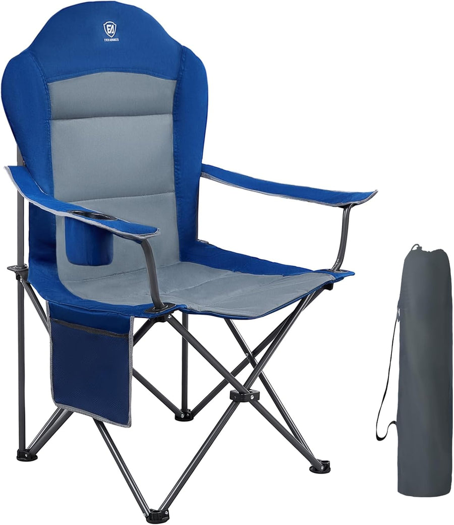 Portable Heavy Duty Camping Chair with High Back Cup Holder Blue