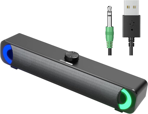 USB RGB PC Soundbar Speakers Stereo Desktop AUX Laptop Speaker